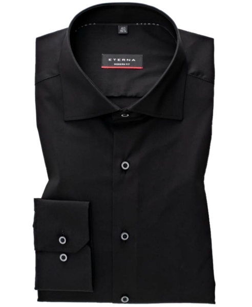 eterna Performance Shirt Modern Fit Langarmhemd super Stretch in schwarz